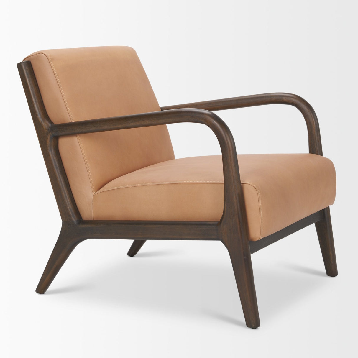 Cashel Accent Chair W/ Dark Brown Wood and Tan Genuine Leather by Mercana at Eve Furniture