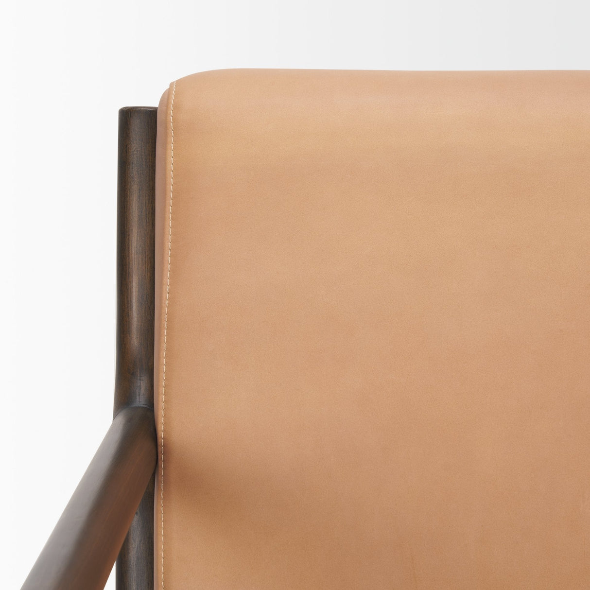 Cashel Accent Chair W/ Dark Brown Wood and Tan Genuine Leather by Mercana at Eve Furniture