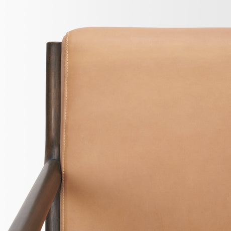 Cashel Accent Chair W/ Dark Brown Wood and Tan Genuine Leather by Mercana at Eve Furniture
