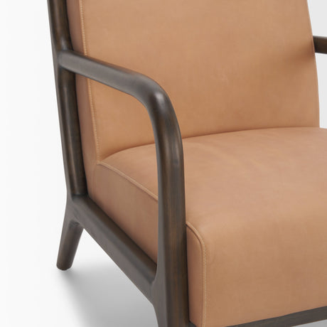 Cashel Accent Chair W/ Dark Brown Wood and Tan Genuine Leather by Mercana at Eve Furniture