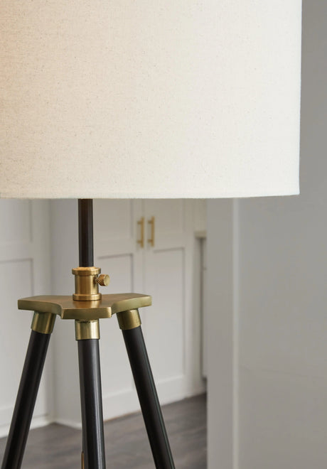 Cashner Black/Gold Finish Floor Lamp by Ashley at Eve Furniture