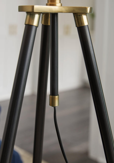 Cashner Black/Gold Finish Floor Lamp by Ashley at Eve Furniture
