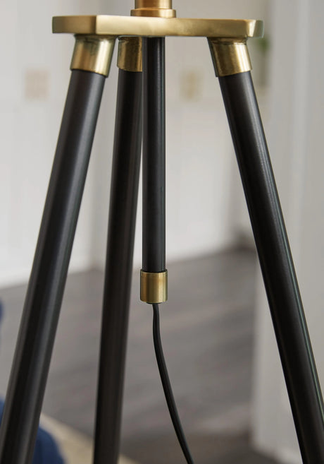 Cashner Black/Gold Finish Floor Lamp by Ashley at Eve Furniture