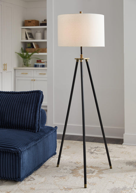Cashner Black/Gold Finish Floor Lamp by Ashley at Eve Furniture