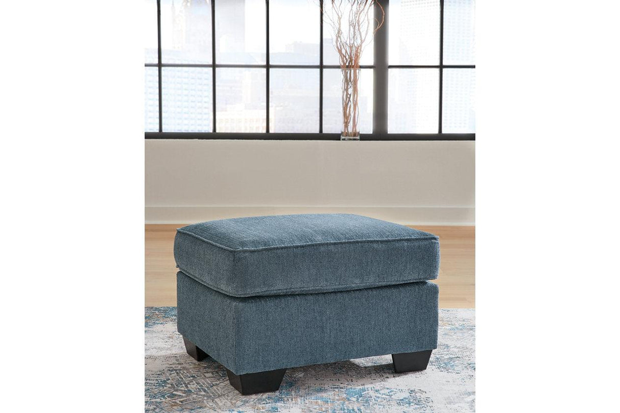 Cashton Blue Chair and Ottoman by Ashley at Eve Furniture