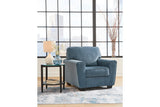 Cashton Blue Chair and Ottoman by Ashley at Eve Furniture