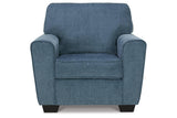 Cashton Blue Chair and Ottoman by Ashley at Eve Furniture