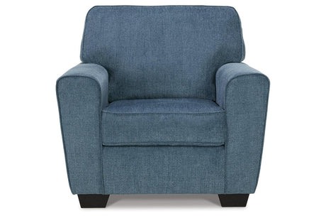 Cashton Blue Chair and Ottoman by Ashley at Eve Furniture