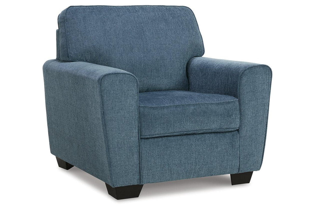 Cashton Blue Chair and Ottoman by Ashley at Eve Furniture