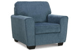 Cashton Blue Chair and Ottoman by Ashley at Eve Furniture