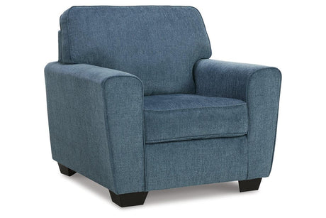 Cashton Blue Chair and Ottoman by Ashley at Eve Furniture