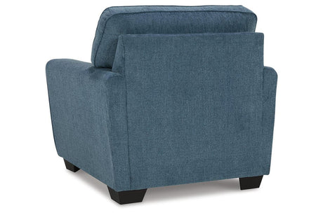 Cashton Blue Chair and Ottoman by Ashley at Eve Furniture