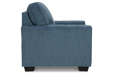 Cashton Blue Chair and Ottoman by Ashley at Eve Furniture