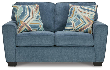 Cashton Blue Loveseat by Ashley at Eve Furniture