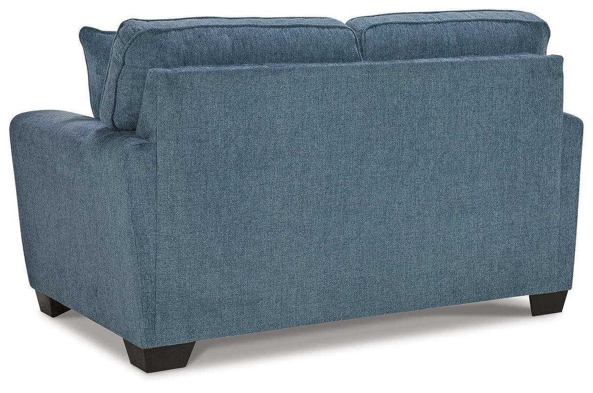 Cashton Blue Loveseat by Ashley at Eve Furniture