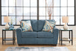 Cashton Blue Loveseat by Ashley at Eve Furniture