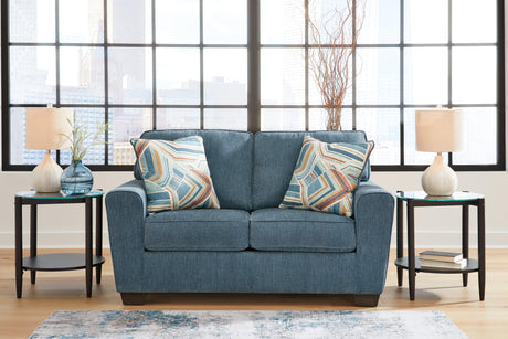 Cashton Blue Loveseat by Ashley at Eve Furniture