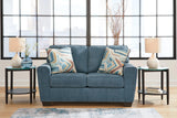Cashton Blue Loveseat by Ashley at Eve Furniture