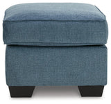 Cashton Blue Ottoman by Ashley at Eve Furniture