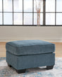 Cashton Blue Ottoman by Ashley at Eve Furniture
