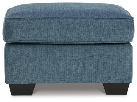 Cashton Blue Ottoman by Ashley at Eve Furniture