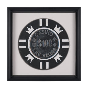 Casino 100 Dollar Vegas Poker Chip By Zap Studio Framed Art Photograph Print under Glass by Mercana at Eve Furniture