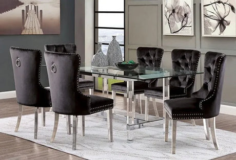 Casper Chrome/Black 7-Piece Dining Room Set by Furniture of America at Eve Furniture