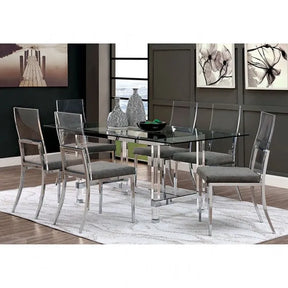 Casper Acrylic Chrome/Black 7-Piece Dining Room Set by Furniture of America at Eve Furniture