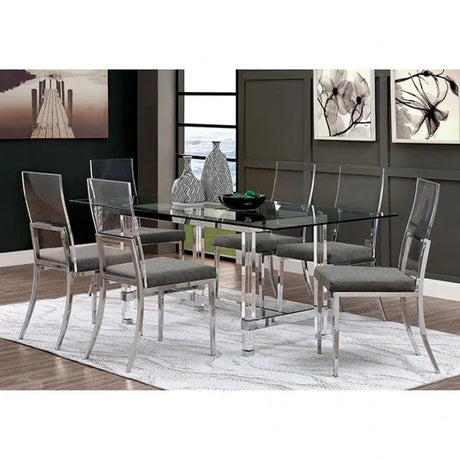 Casper Chrome/Black 7-Piece Dining Room Set by Furniture of America at Eve Furniture