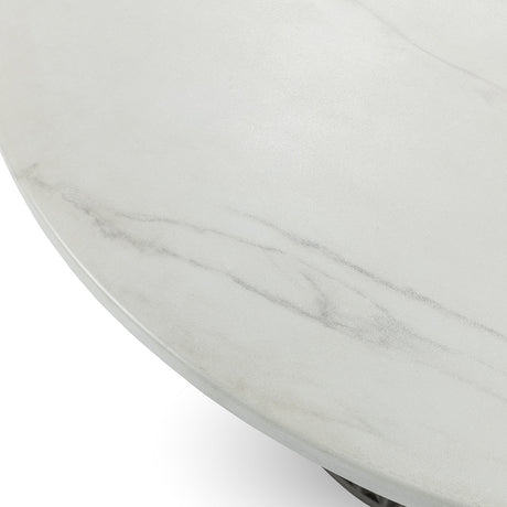 Caspia Snowdrift White/Black 47" Round Outdoor Dining Table by Classic Home at Eve Furniture
