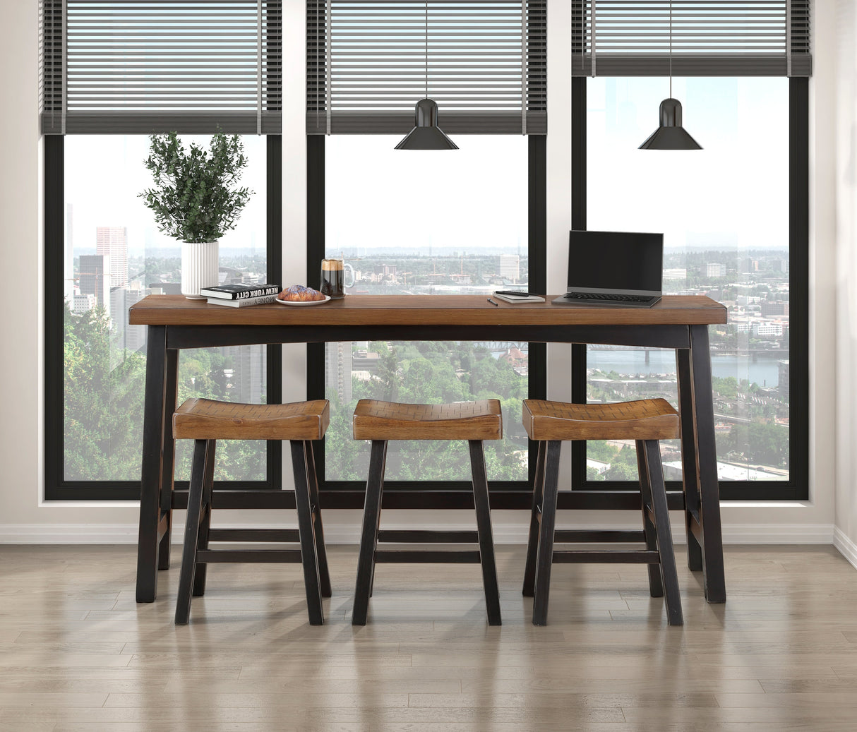 Caspian Black/Brown 4-Piece Pack Counter Height Set by Homelegance at Eve Furniture