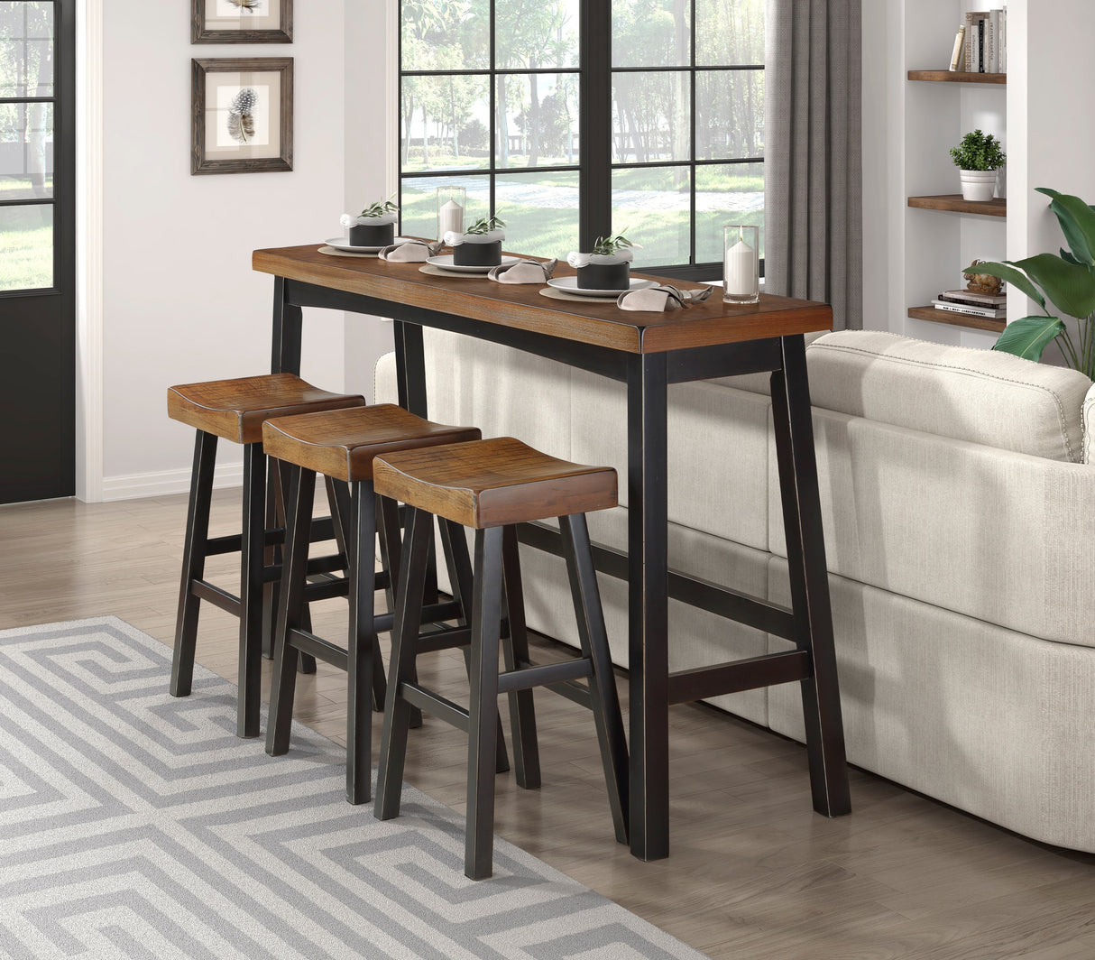 Caspian Black/Brown 4-Piece Pack Pub Height Set by Homelegance at Eve Furniture
