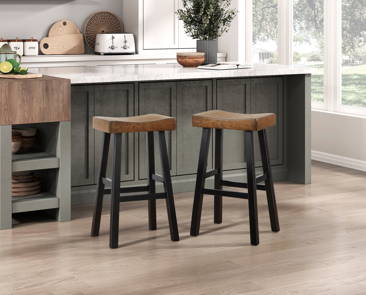 Caspian Black/Brown Pub Height Stool, Set of 2 by Homelegance at Eve Furniture