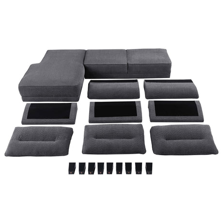 Caspian Grey Upholstered Curved Arms Sectional Sofa by Coaster at Eve Furniture