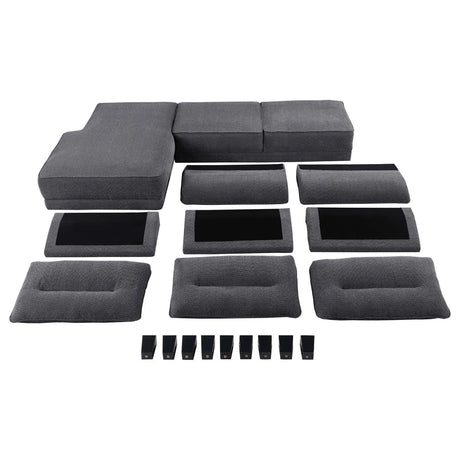 Caspian Grey Upholstered Curved Arms Sectional Sofa by Coaster at Eve Furniture