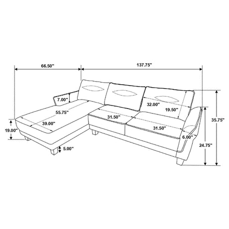 Caspian Grey Upholstered Curved Arms Sectional Sofa by Coaster at Eve Furniture