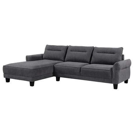 Caspian Grey Upholstered Curved Arms Sectional Sofa by Coaster at Eve Furniture