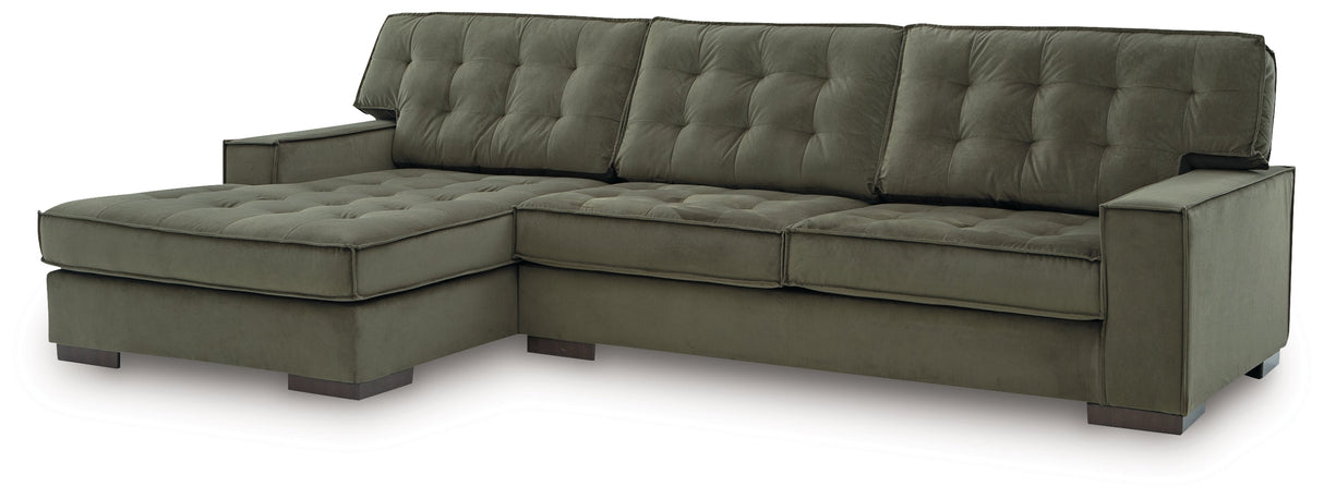 Caspian-Town Olive 2-Piece Left Arm Facing (LAF) Chaise Sectional by Ashley at Eve Furniture