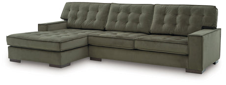 Caspian-Town Olive 2-Piece Left Arm Facing (LAF) Chaise Sectional by Ashley at Eve Furniture