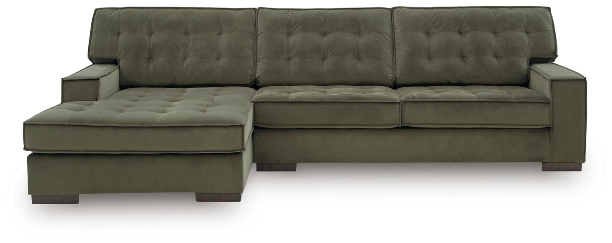 Caspian-Town Olive 2-Piece Left Arm Facing (LAF) Chaise Sectional by Ashley at Eve Furniture