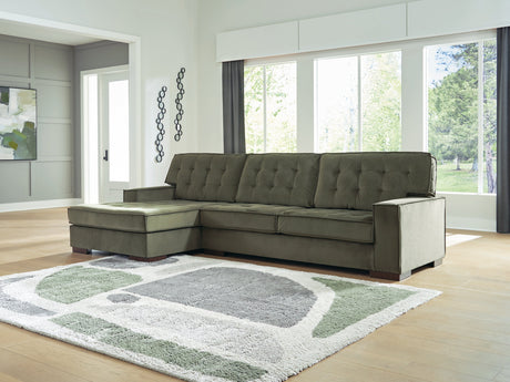 Caspian-Town Olive 2-Piece Left Arm Facing (LAF) Chaise Sectional by Ashley at Eve Furniture