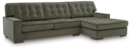Caspian-Town Olive 2-Piece Right Arm Facing (RAF) Chaise Sectional by Ashley at Eve Furniture