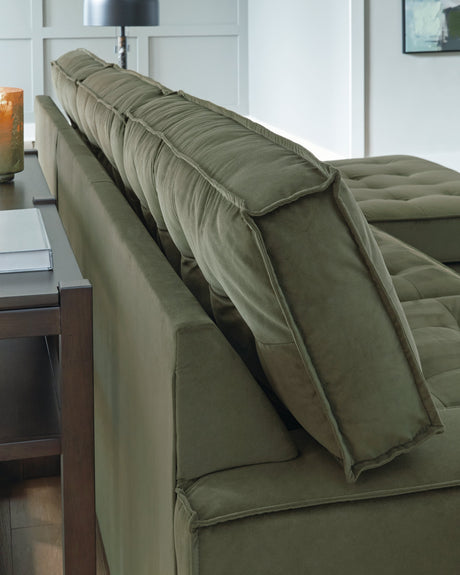 Caspian-Town Olive 2-Piece Right Arm Facing (RAF) Chaise Sectional by Ashley at Eve Furniture