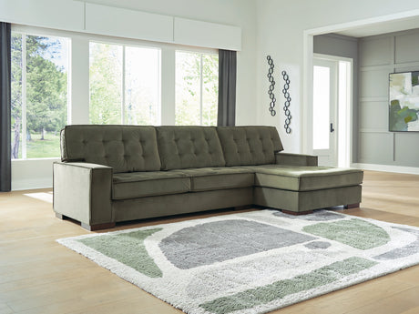 Caspian-Town Olive 2-Piece Right Arm Facing (RAF) Chaise Sectional by Ashley at Eve Furniture