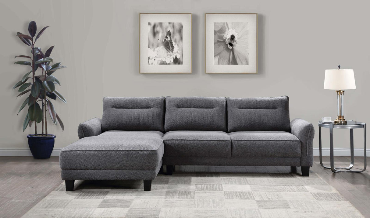 Caspian Upholstered Curved Arms Sectional Sofa Grey