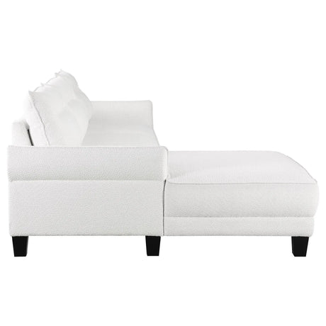 Caspian White and Black Upholstered Curved Arms Sectional Sofa by Coaster at Eve Furniture