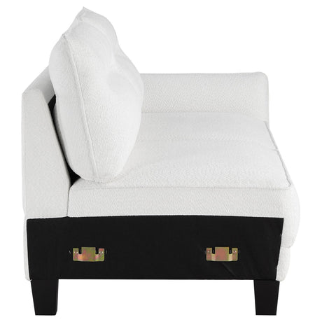 Caspian White and Black Upholstered Curved Arms Sectional Sofa by Coaster at Eve Furniture