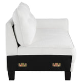 Caspian White and Black Upholstered Curved Arms Sectional Sofa by Coaster at Eve Furniture
