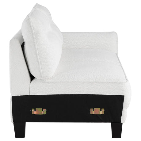 Caspian White and Black Upholstered Curved Arms Sectional Sofa by Coaster at Eve Furniture
