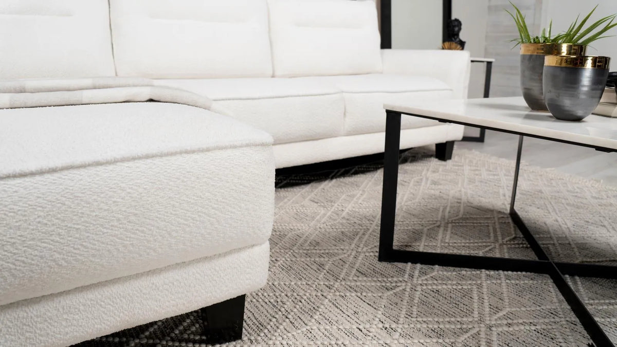Caspian White and Black Upholstered Curved Arms Sectional Sofa by Coaster at Eve Furniture
